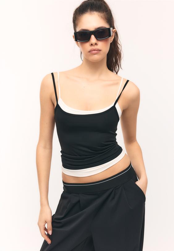 Stradivarius Basic Tank Top Ecru S