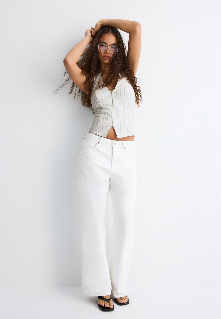 Stradivarius Haltertop Van Bengaline Wit Xl