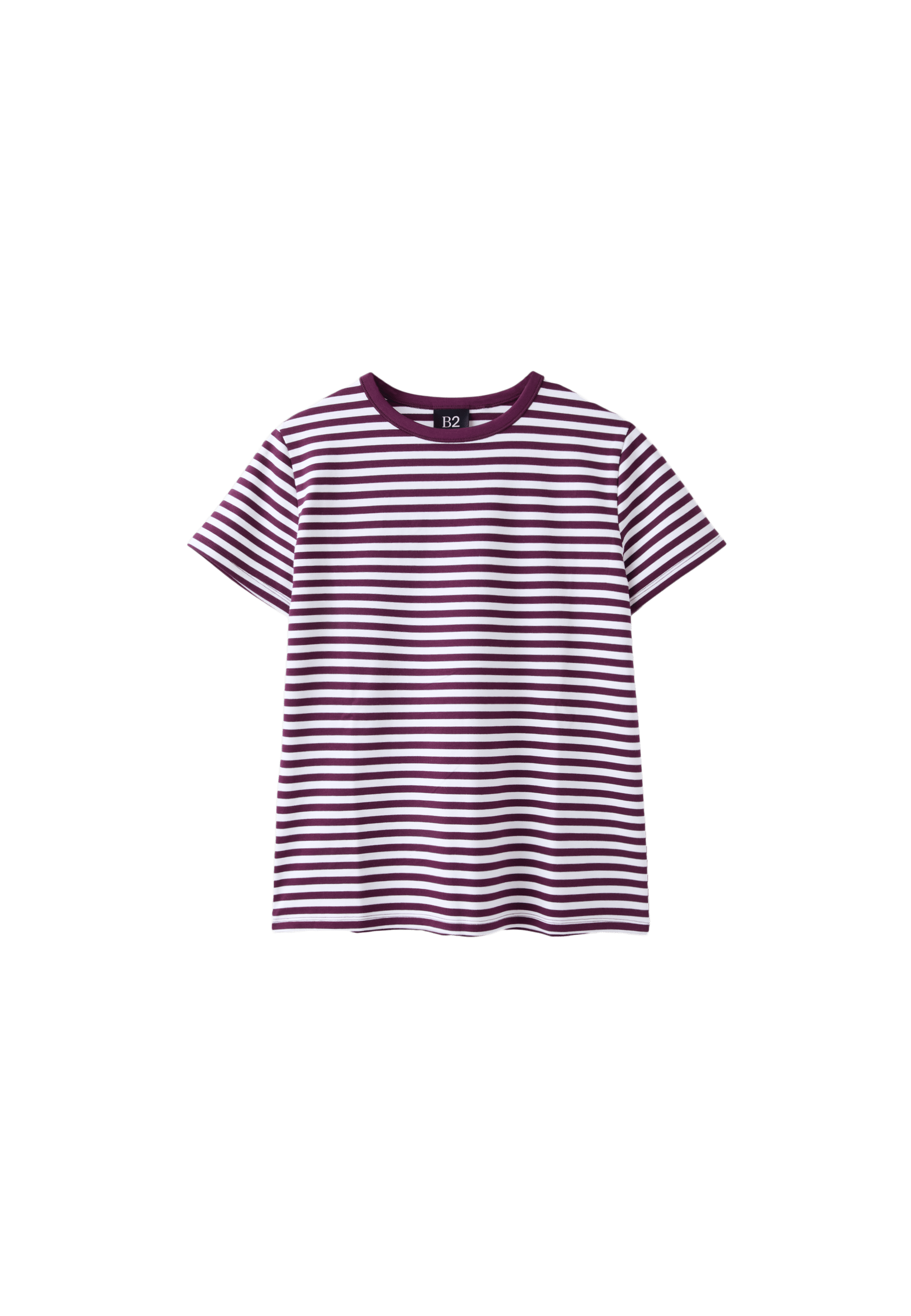 B02 Basic striped regular fit soft-touch T-shirt — Dark purple