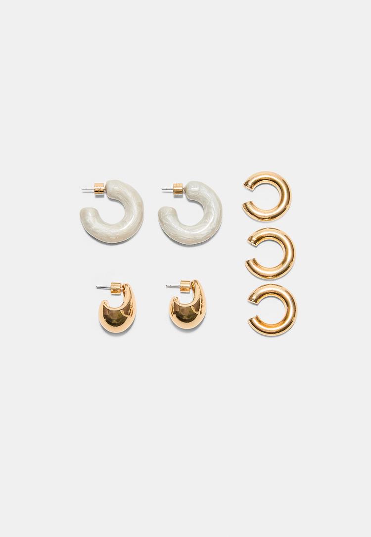 Stradivarius Σετ 2 Σκουλαρίκια Και Earcuffs Χρυσαφί Os