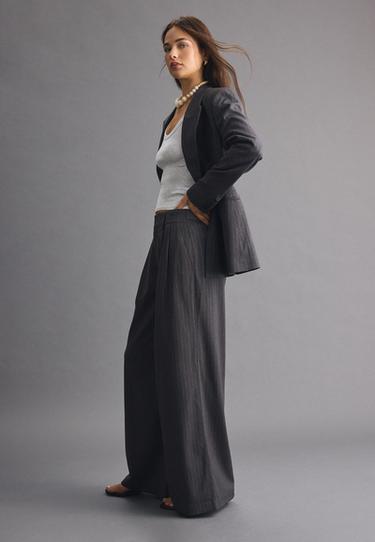 Striped wide-leg trousers — Grey 2