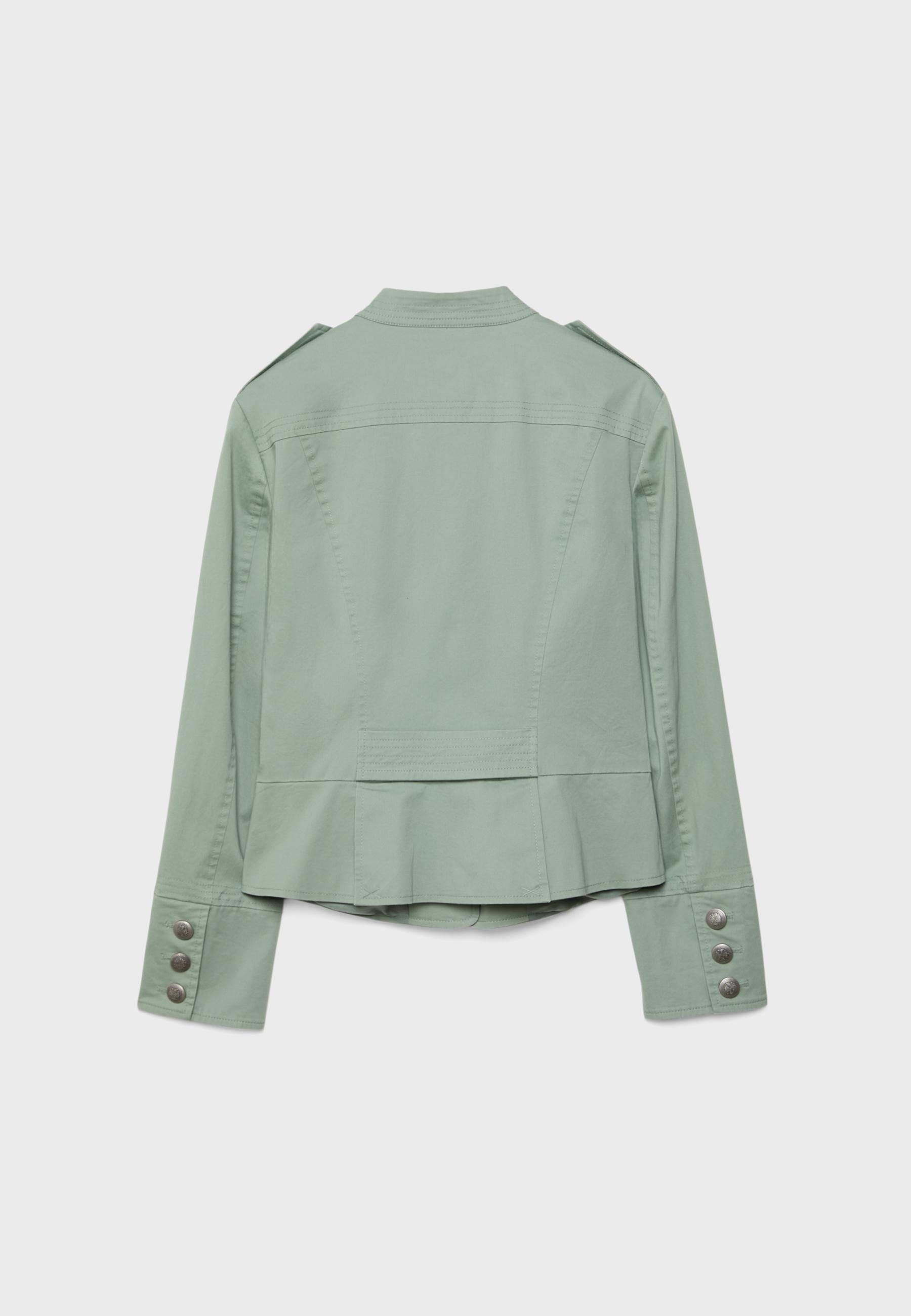Stand collar buttoned blazer — Khaki