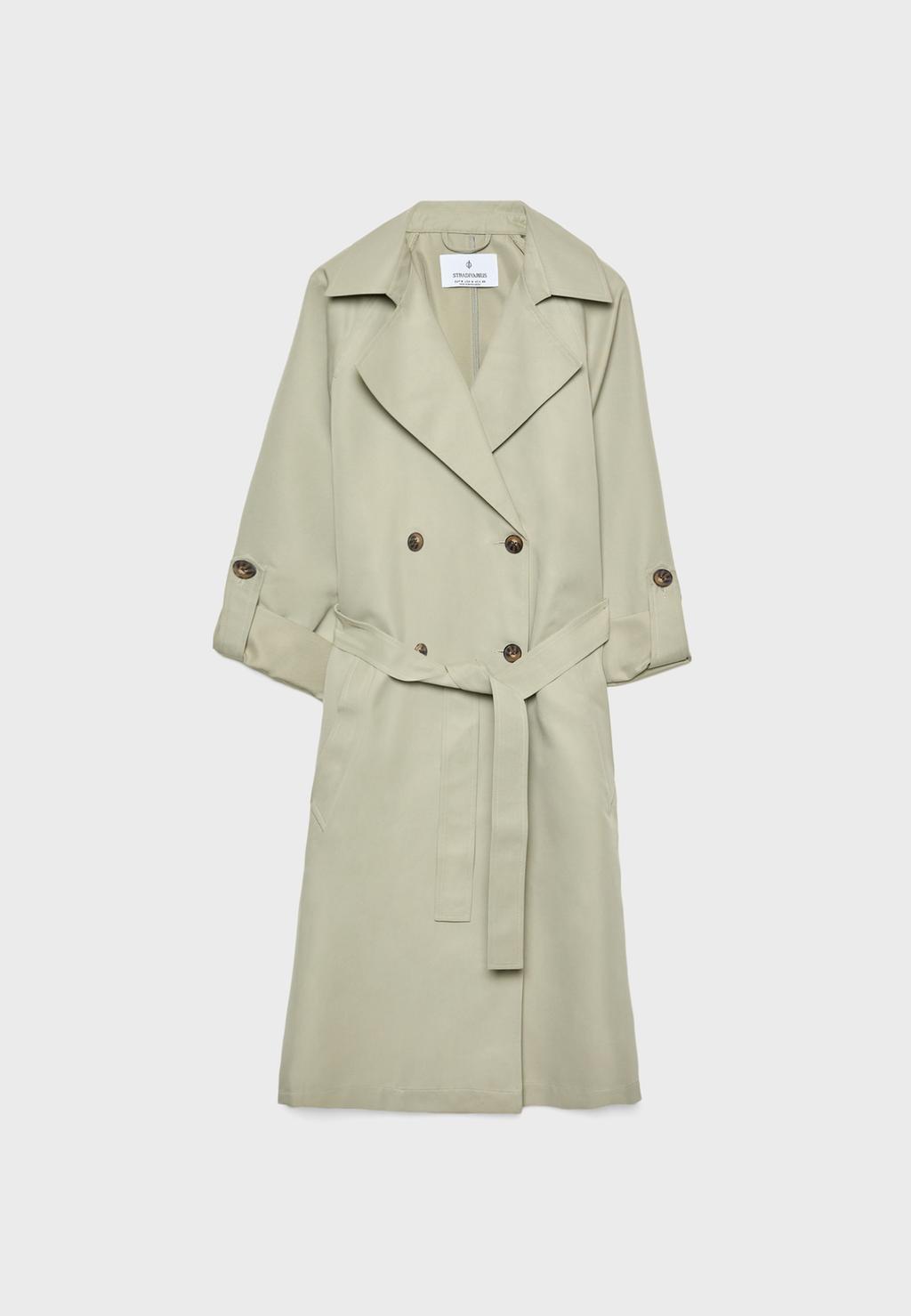 Trench fluido lungo con cintura