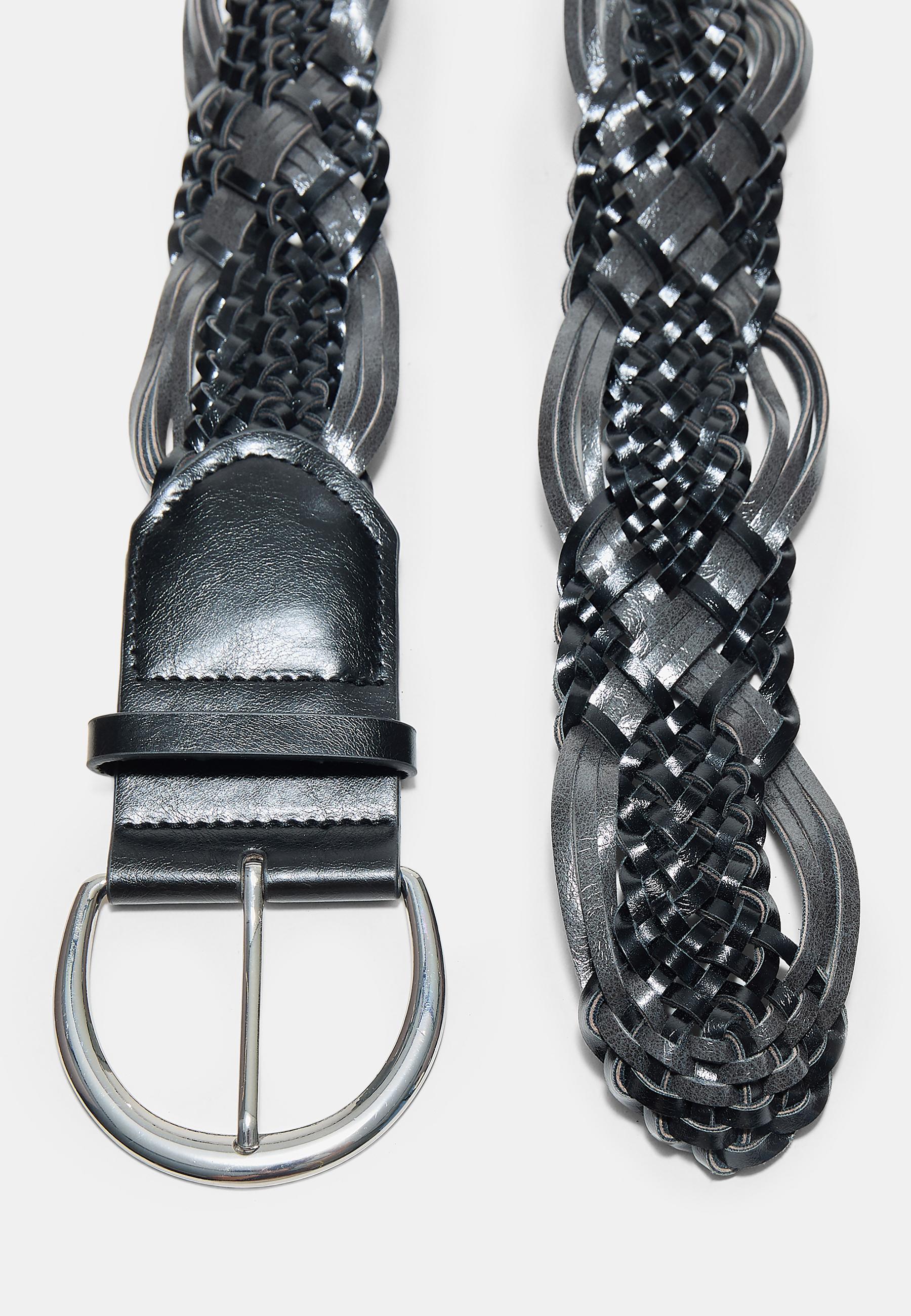 Wide braided belt — Black