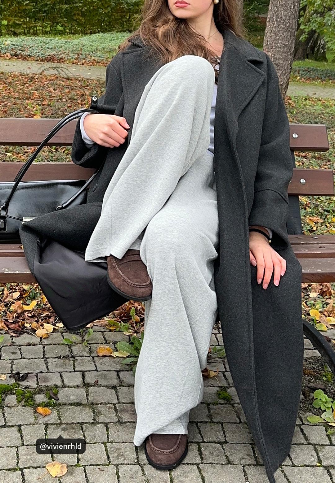 Oversize soft-touch coat — Dark grey