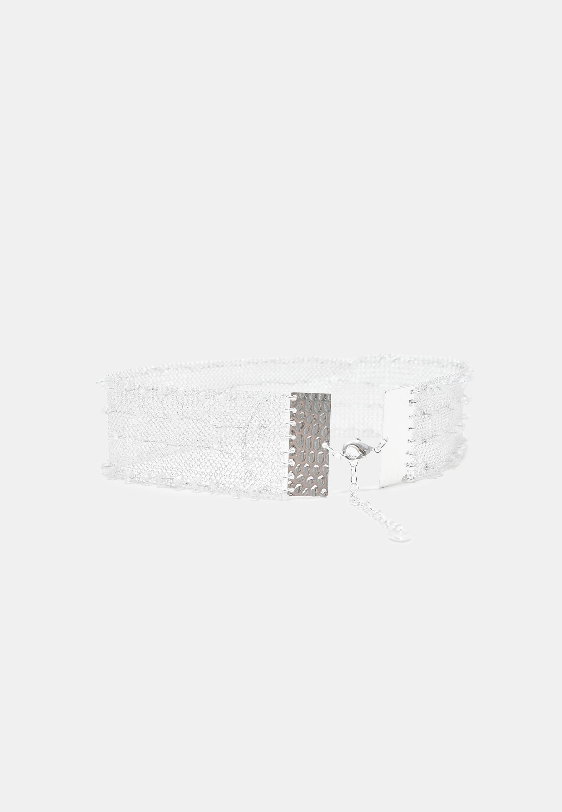 Rigid metal mesh choker — Grey