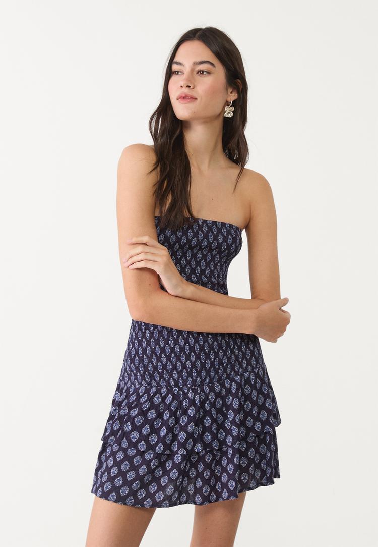 vestido estampado corto volantes