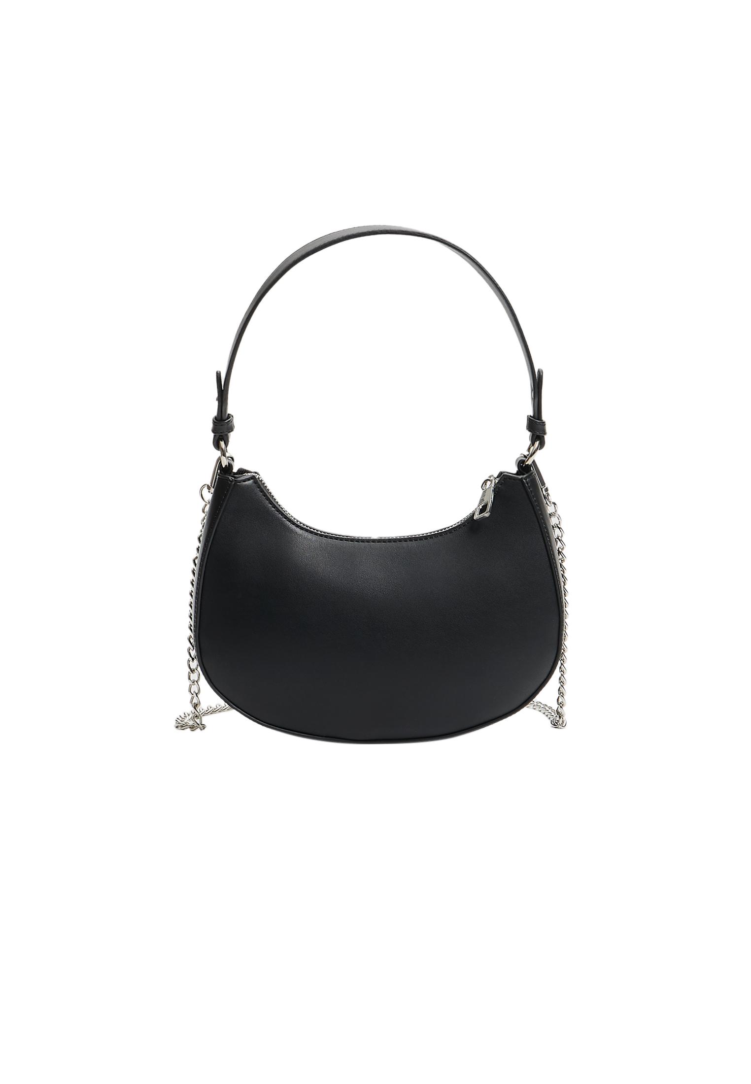 Moon shoulder bag with chain — Black