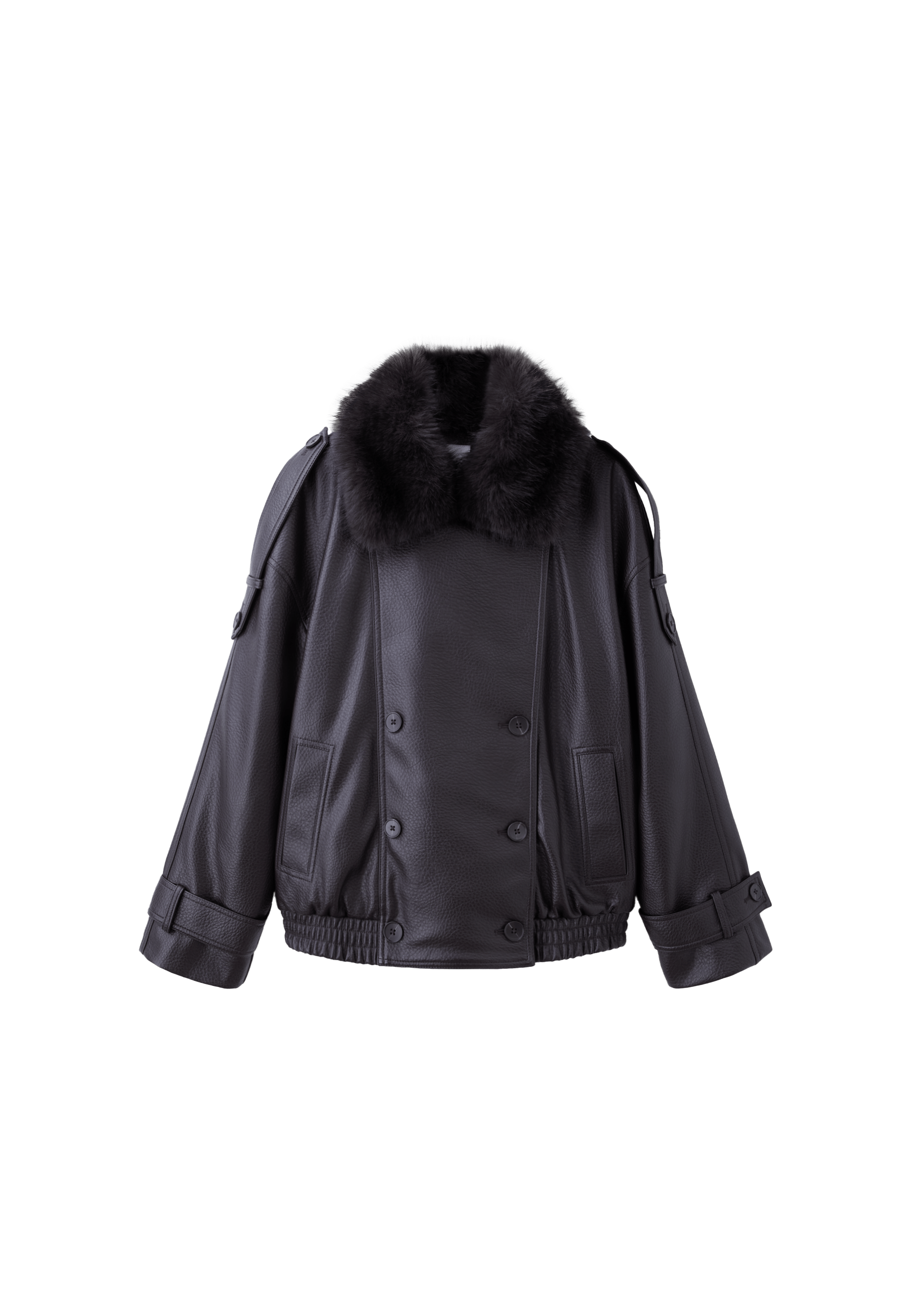 Padded jacket with faux fur collar detail — Brown