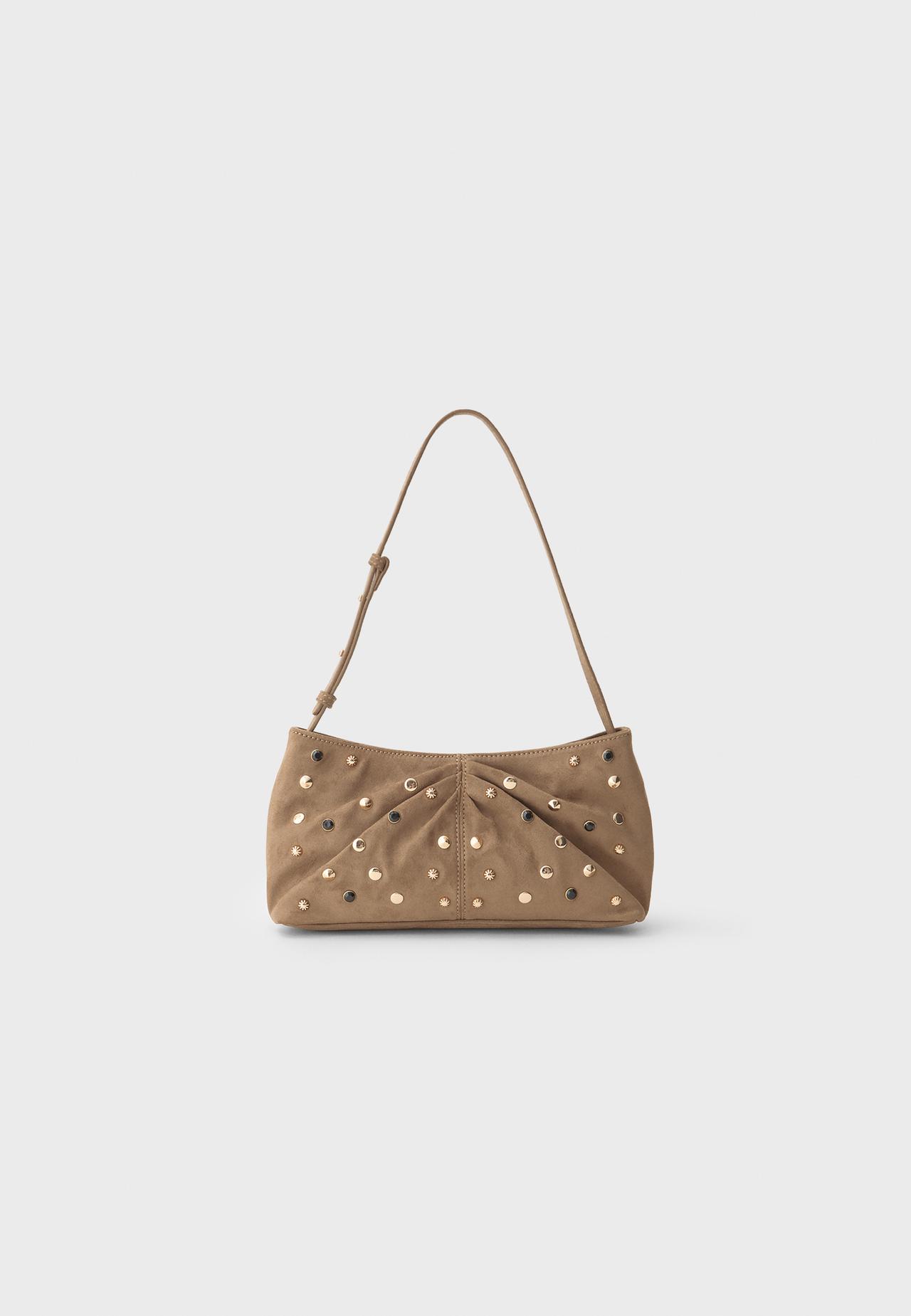Studded shoulder bag — Pale camel