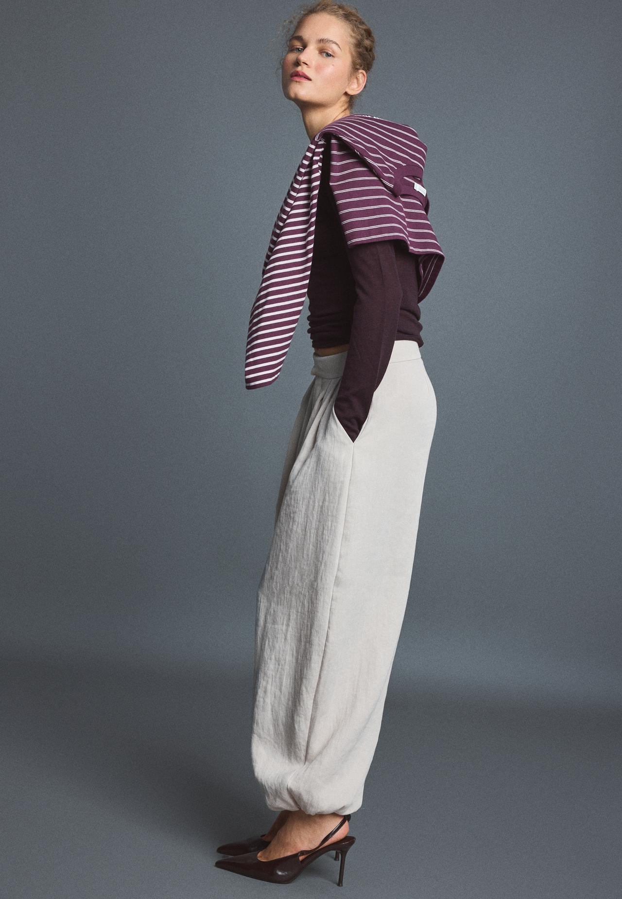 Sarouel trousers with buckle — Ecru
