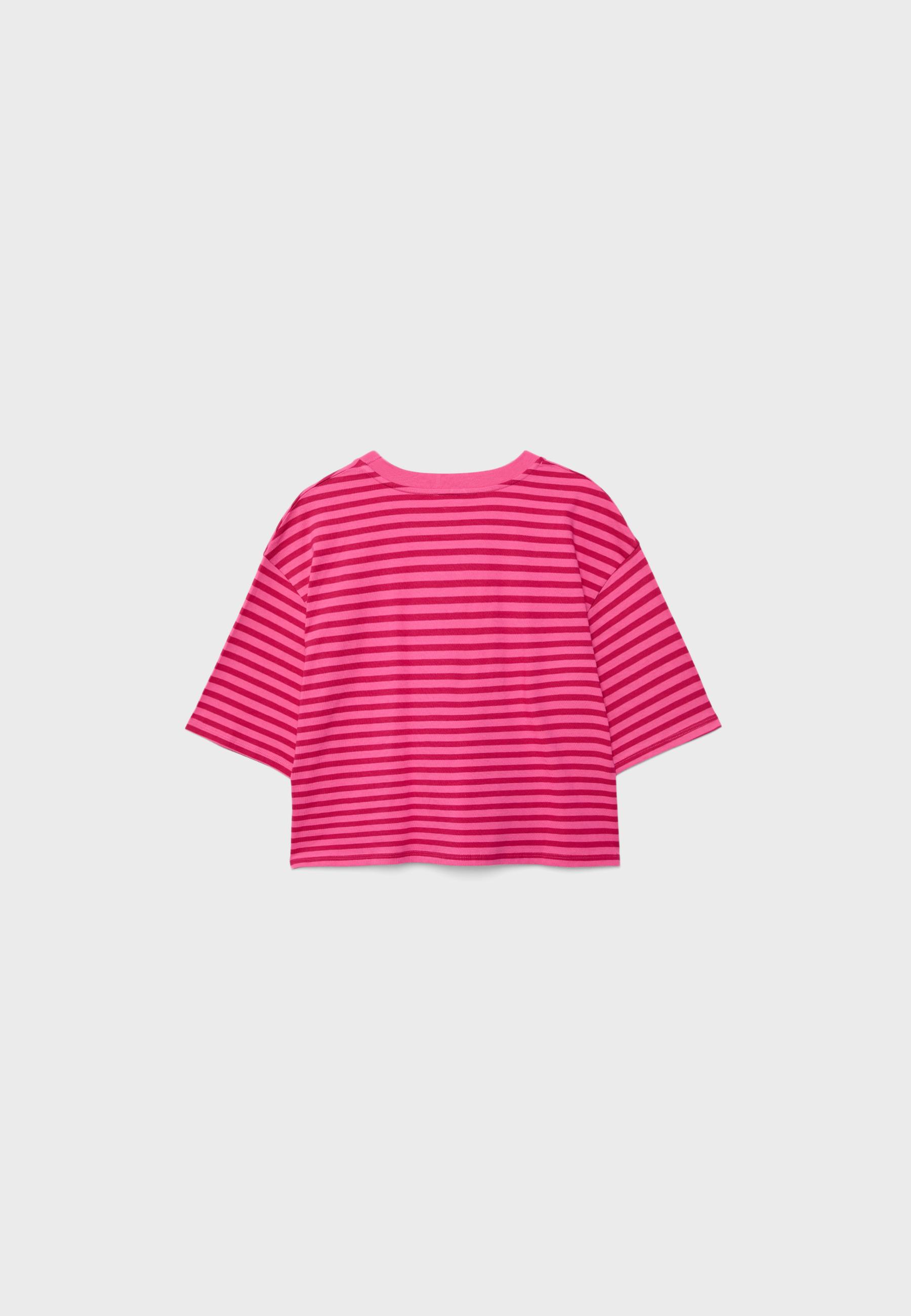 Striped short sleeve T-shirt — Bubblegum pink