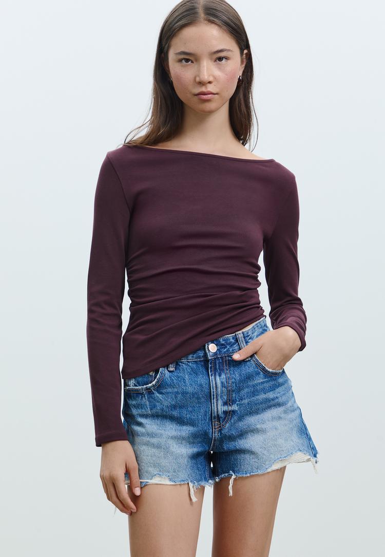 camiseta manga larga frunce