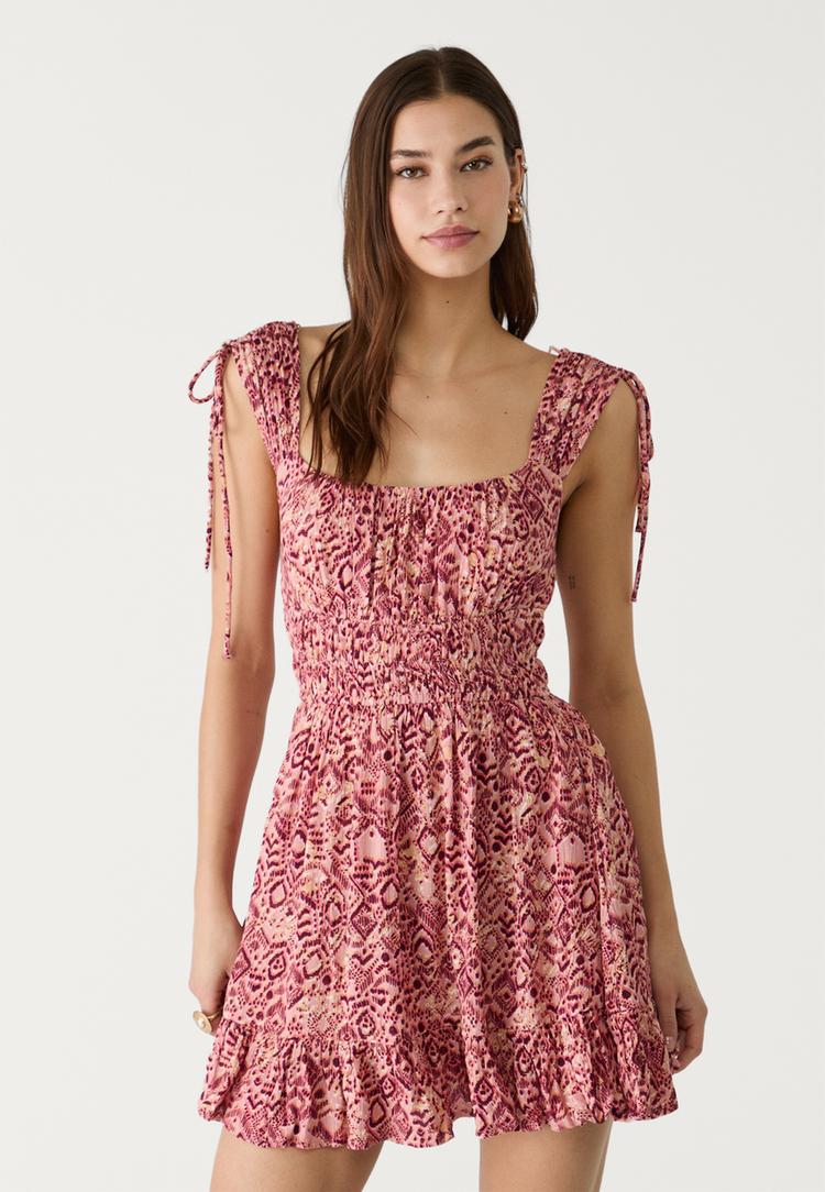 vestido corto fluido estampado