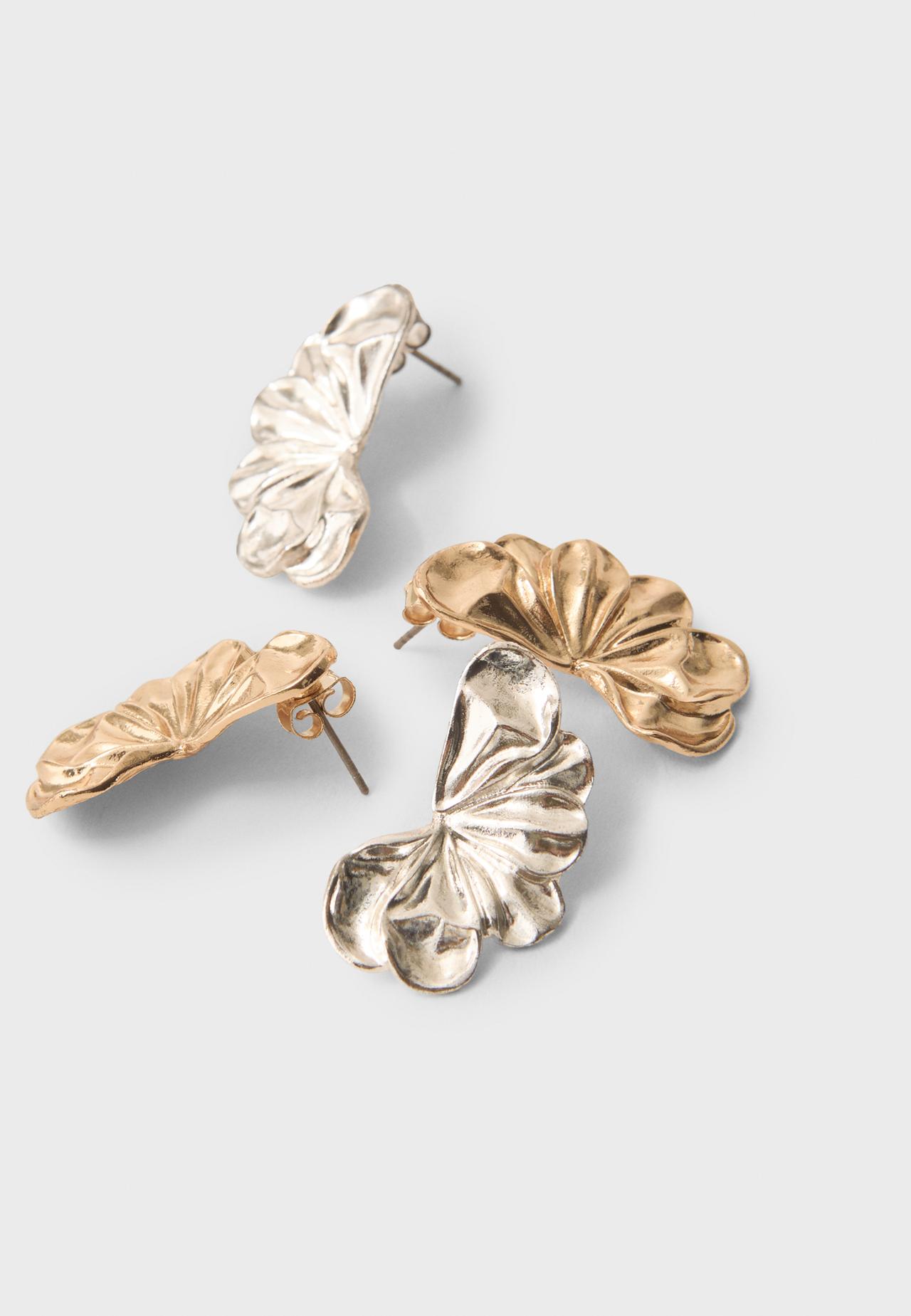 Set of 2 mini fan flower earrings — Gold