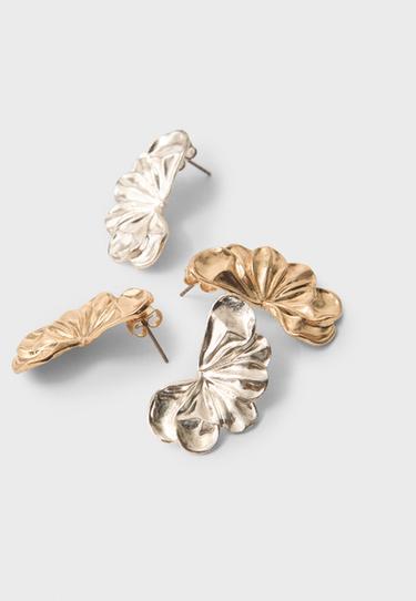 Set of 2 mini fan flower earrings — Gold 3
