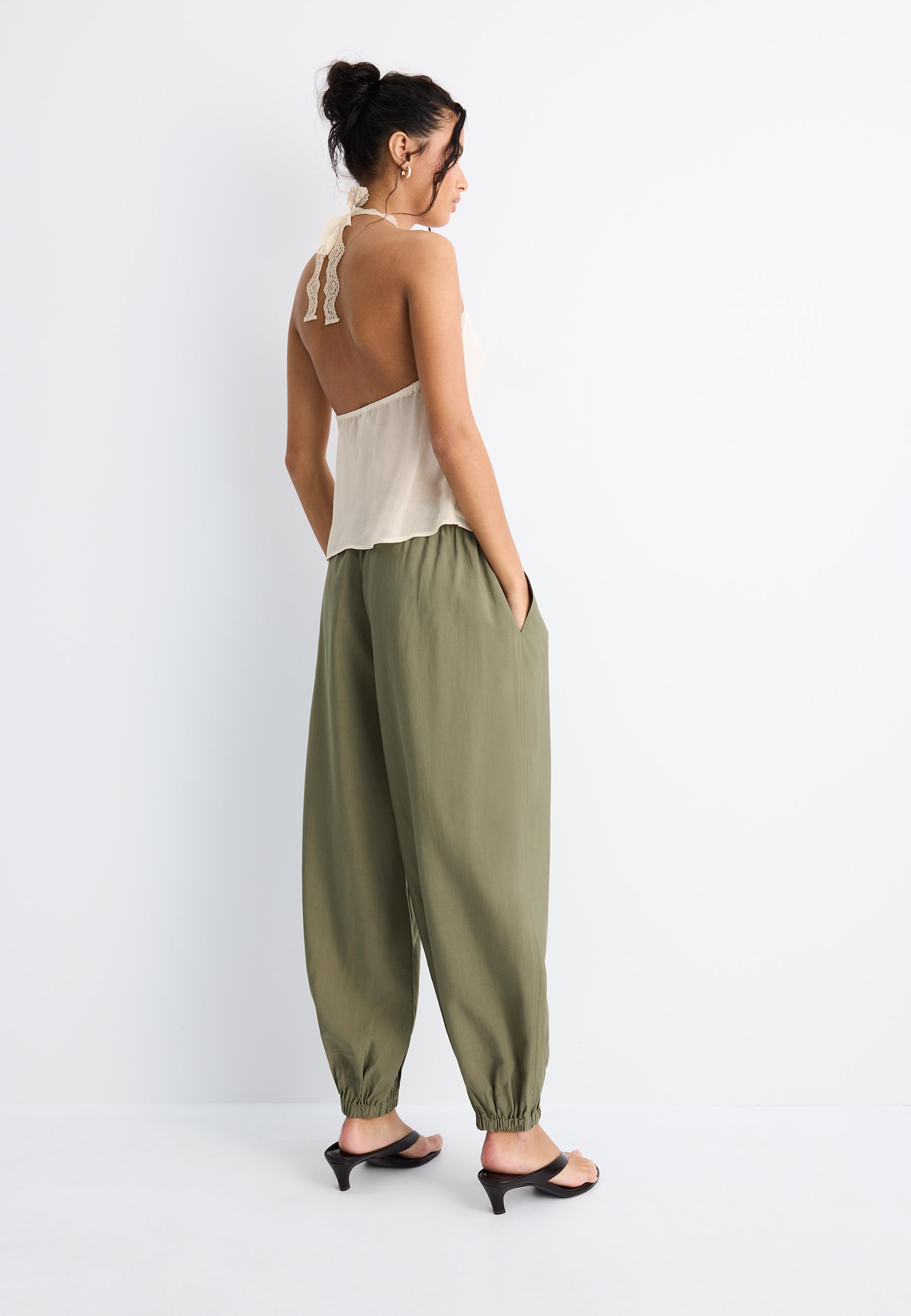 Lyocell sarouel trousers — Khaki