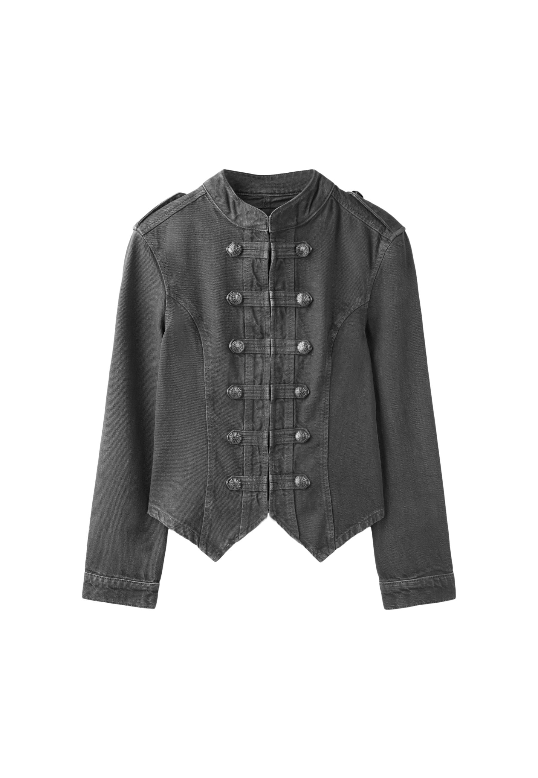 Twill button-up jacket — Dark grey