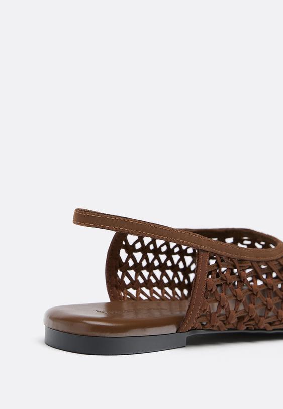 Stradivarius Open-Back Mesh Babouches Brown 5