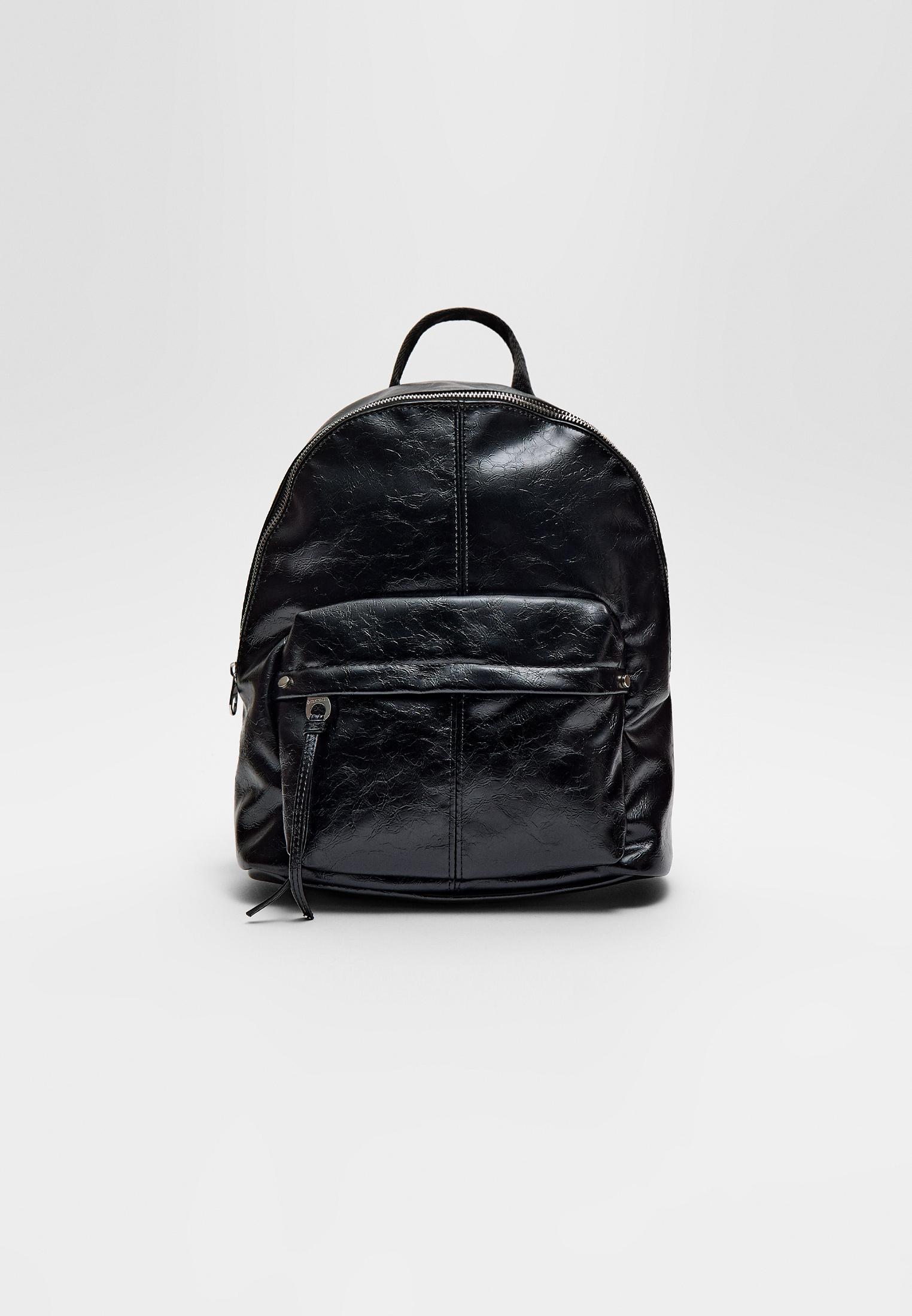 Leather zip backpack hotsell