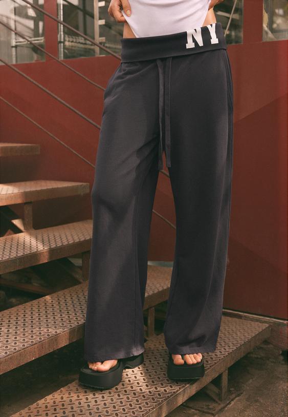 Stradivarius Ny Garment-Washed Jogger Trousers Dark Grey M