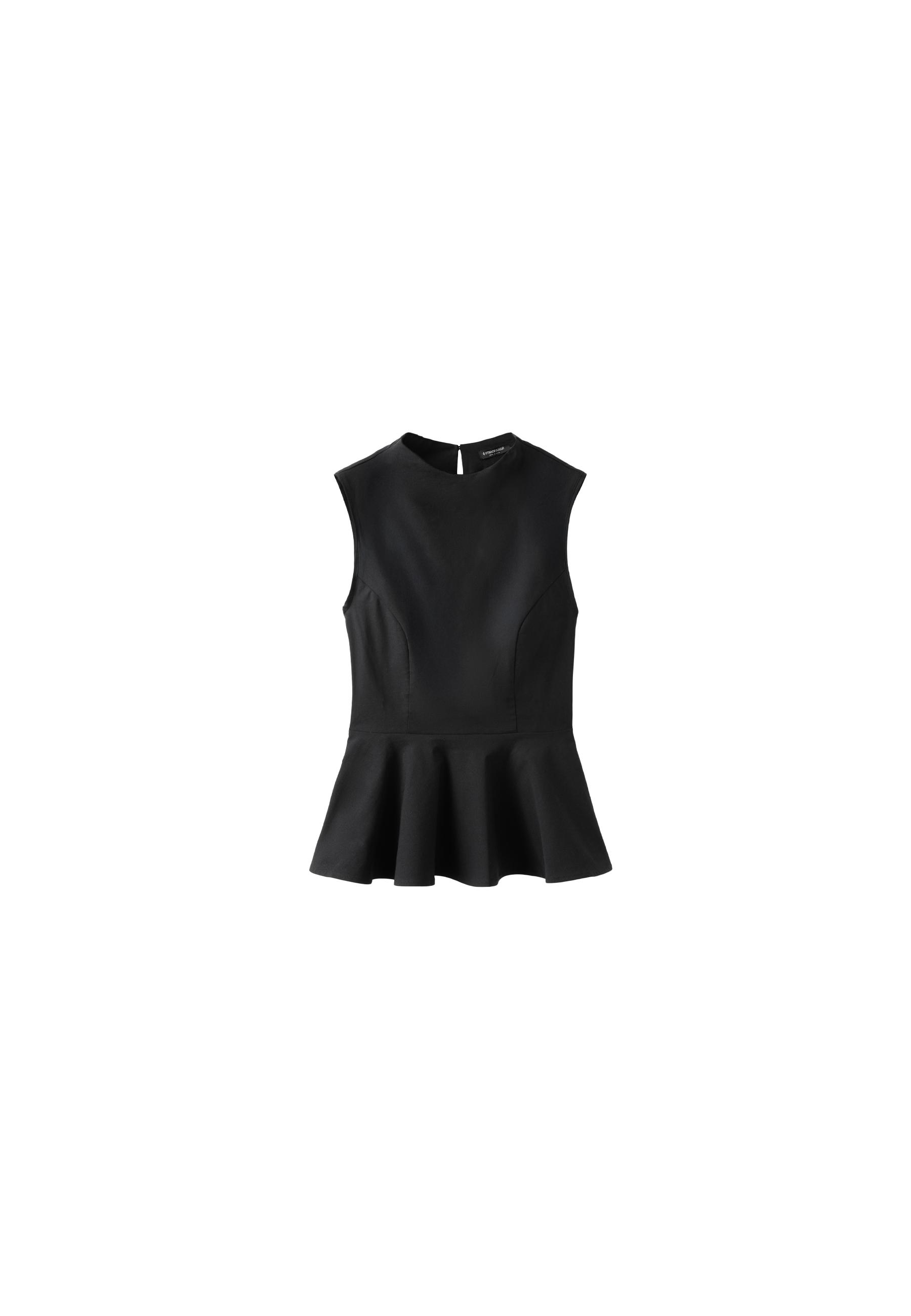 Sleeveless high-neck peplum top — Black
