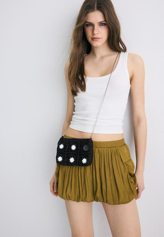 Aynalı mini kroşe çapraz askılı çanta - Görsel 4