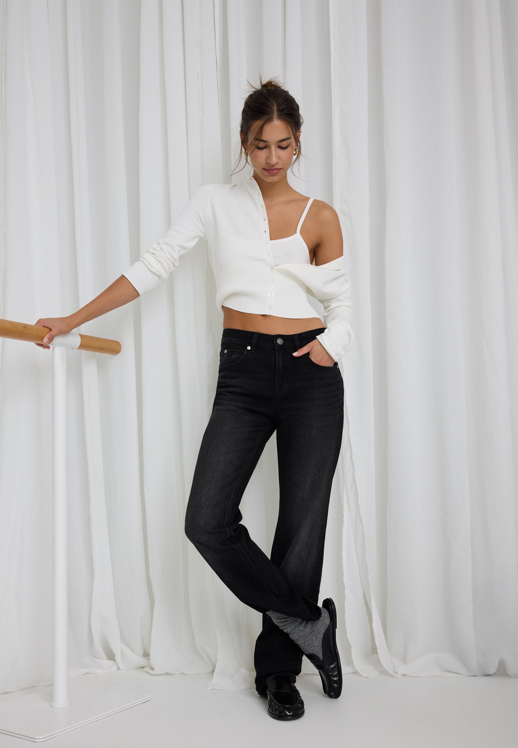 Stradivarius D98 vintage efektli straight fit jean