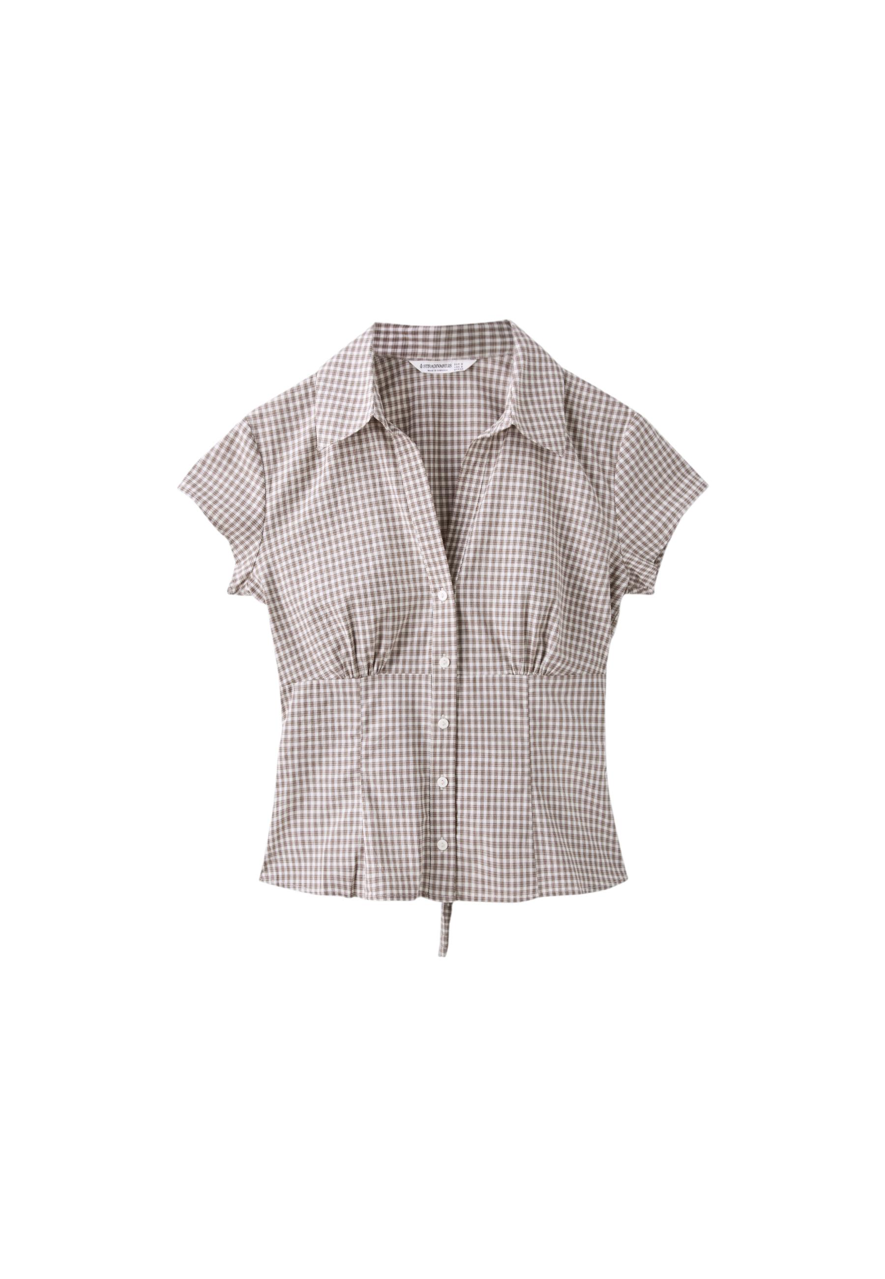 Short sleeve under-bust seam shirt — Khaki