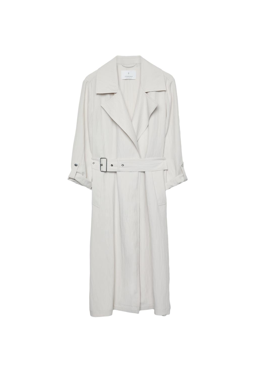 Long flowing trench coat with belt
