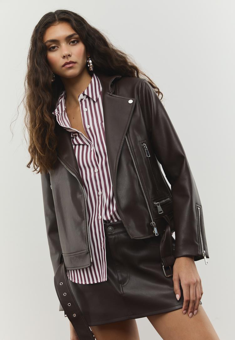 cazadora biker efecto piel