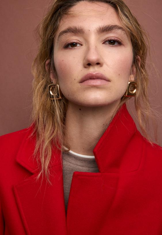 abrigo midi boton tacto suave