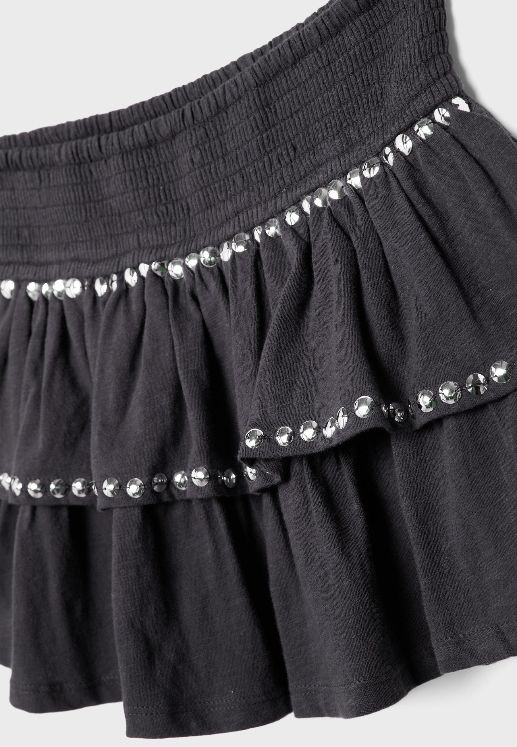 Studded ruffled mini skirt — Dark grey