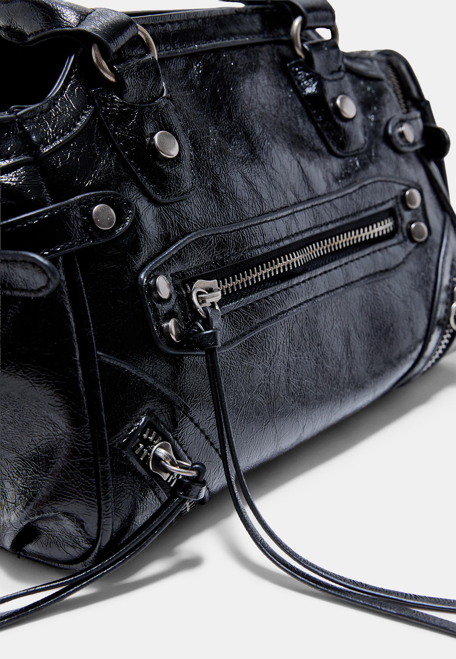 City bag with studs and pullers — Black