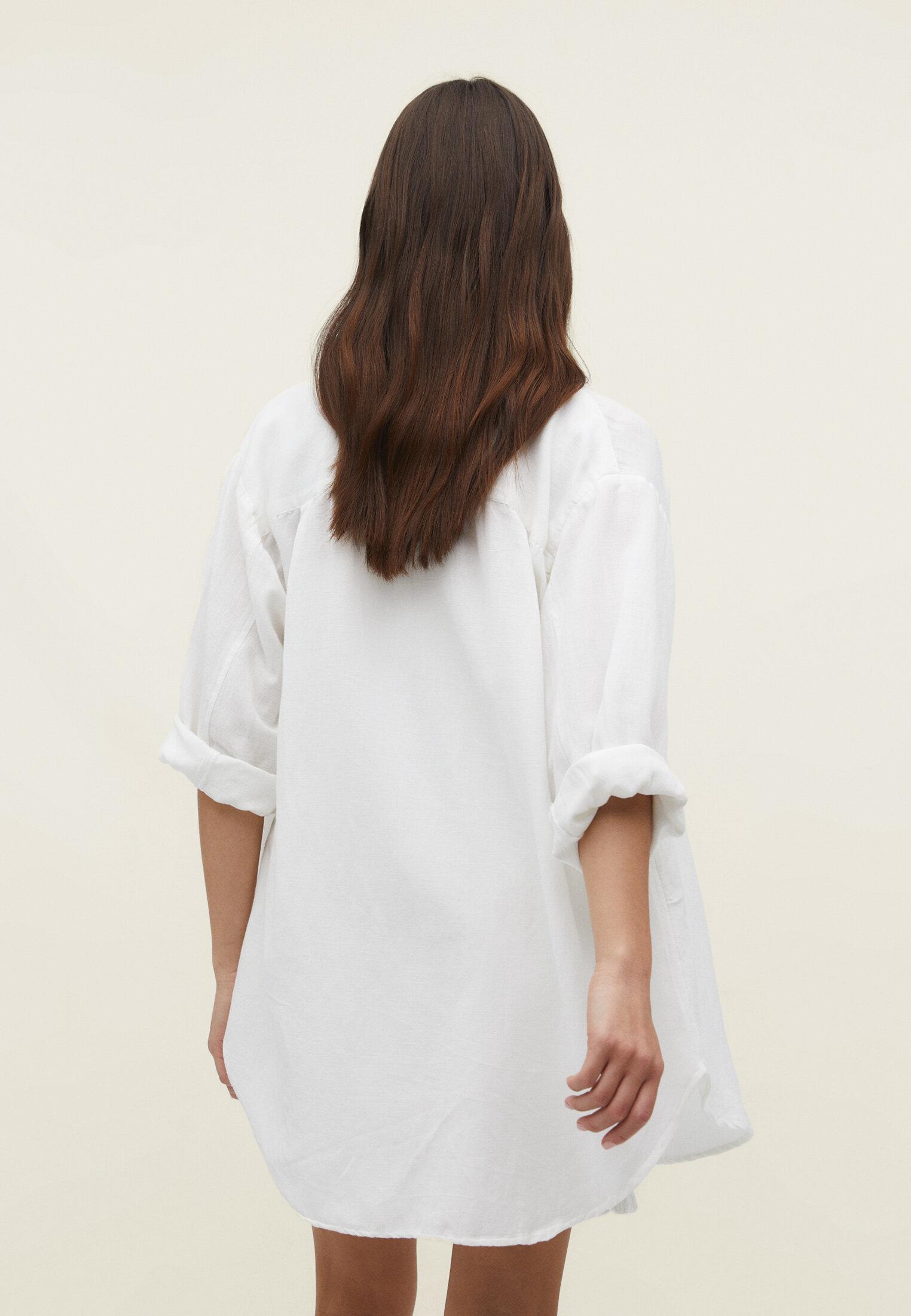 Linen-look flowing shirt — White