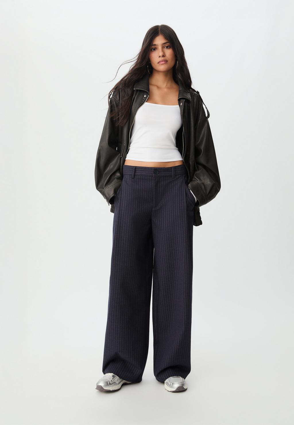 Striped smart trousers with darts
