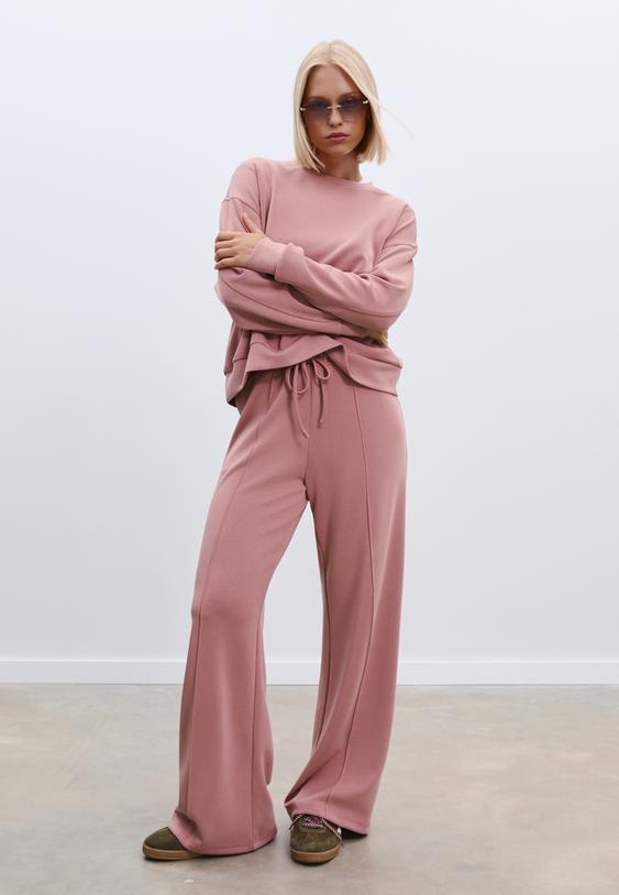 soft touch wide leg jogger trousers with front seam detail