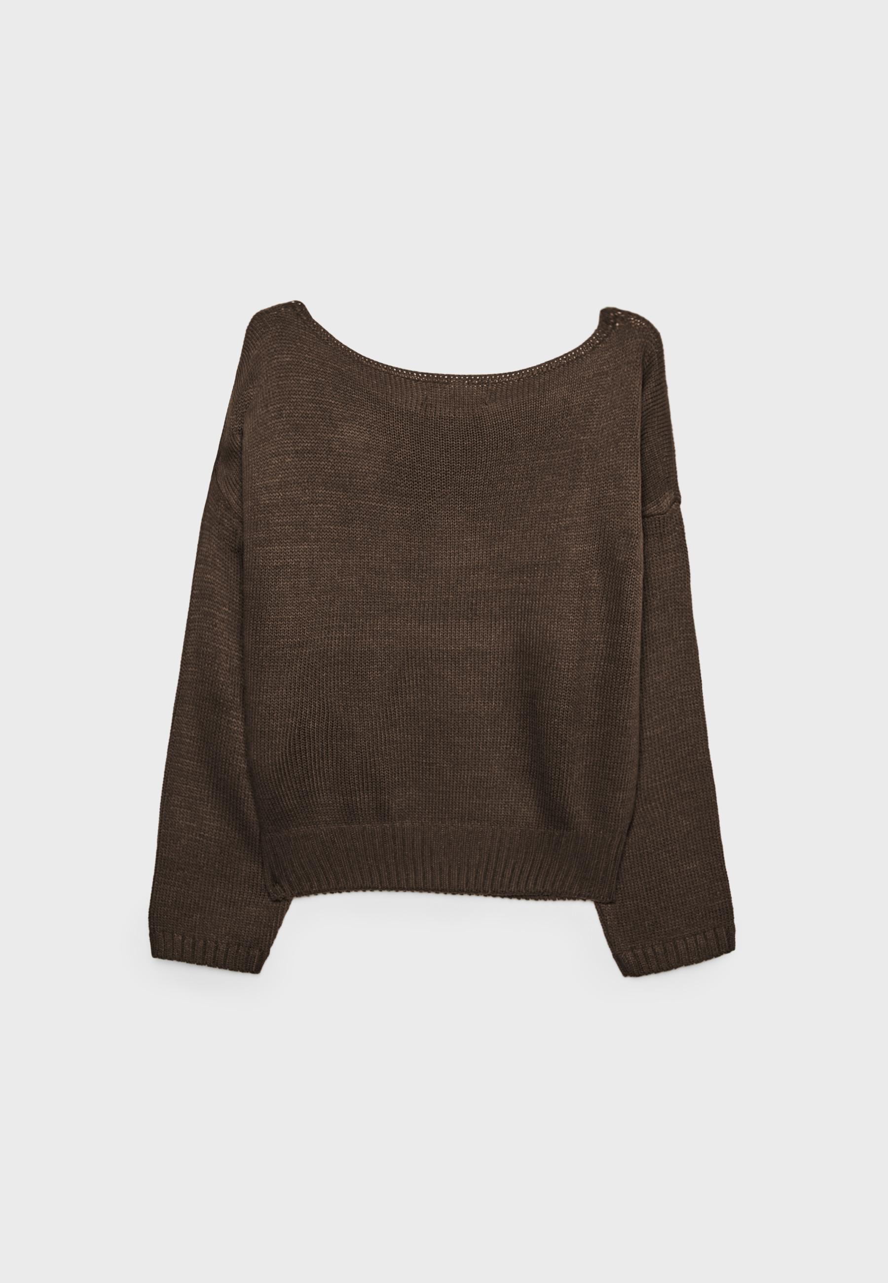 Asymmetric star knit jumper — Brown