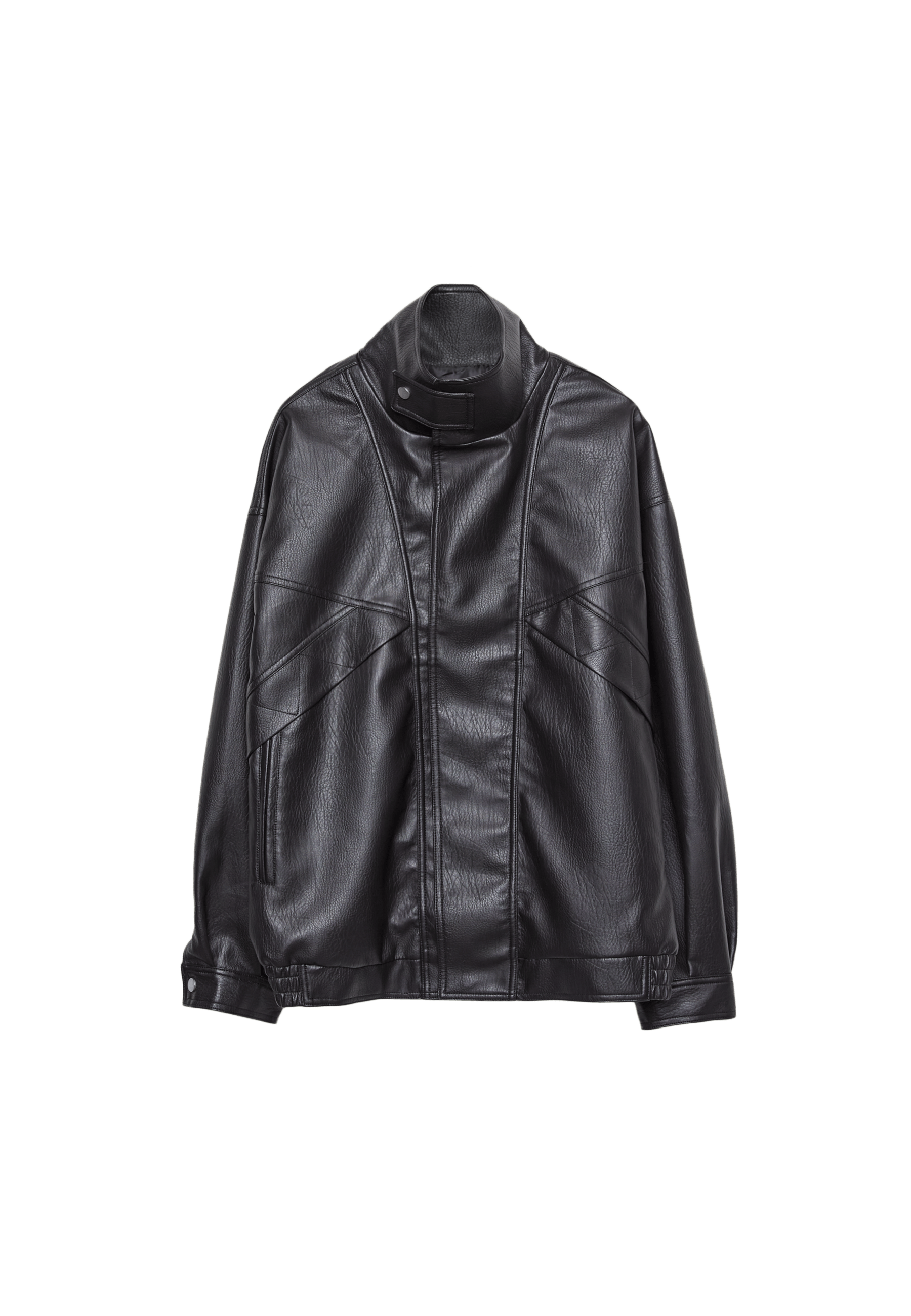 Oversize leather effect jacket — Black