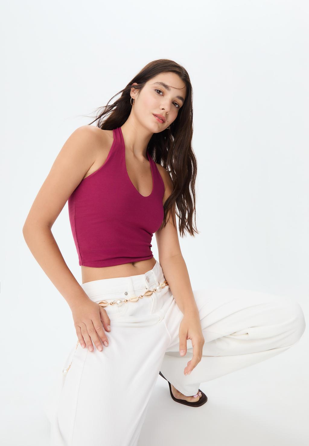 Top corto halter