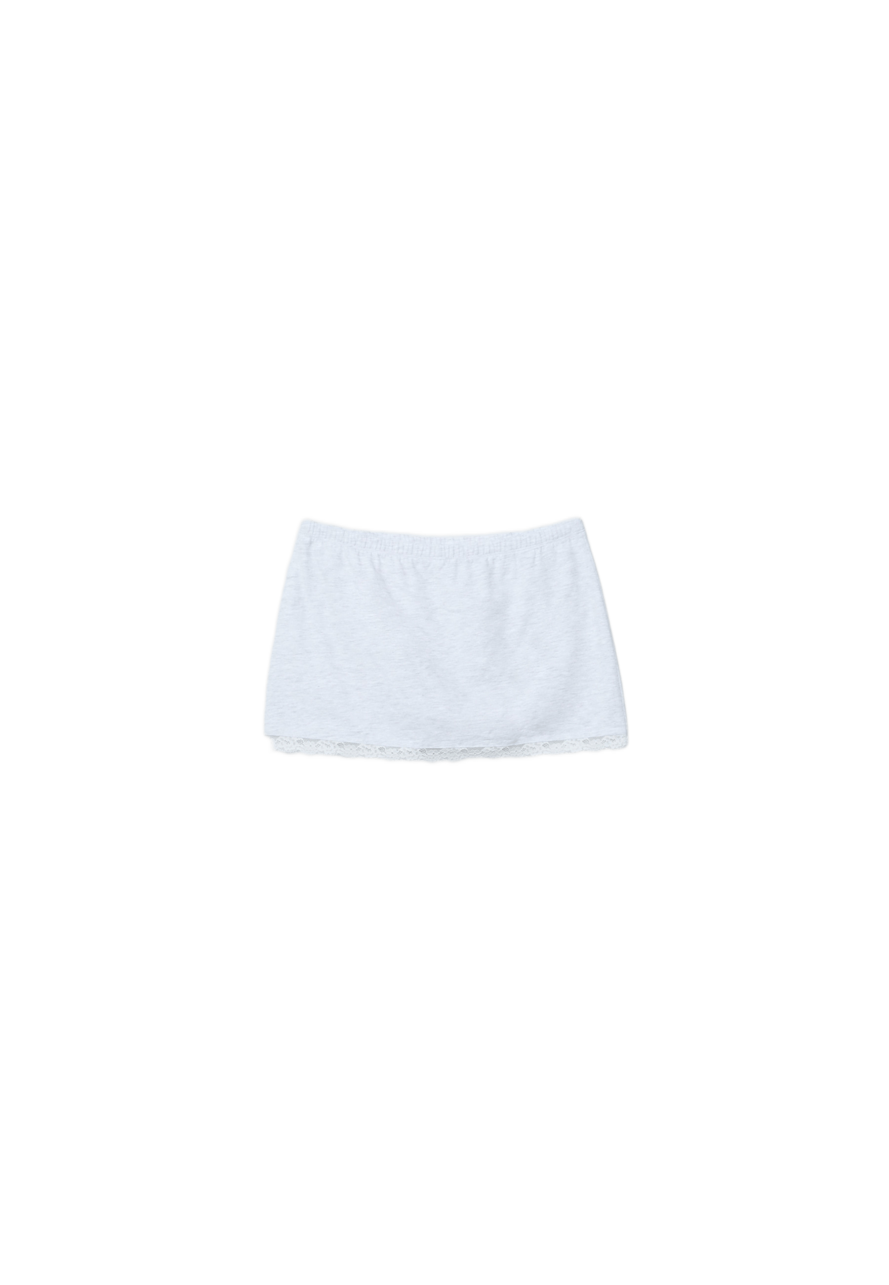 Lace trim mini skort — Grey melange