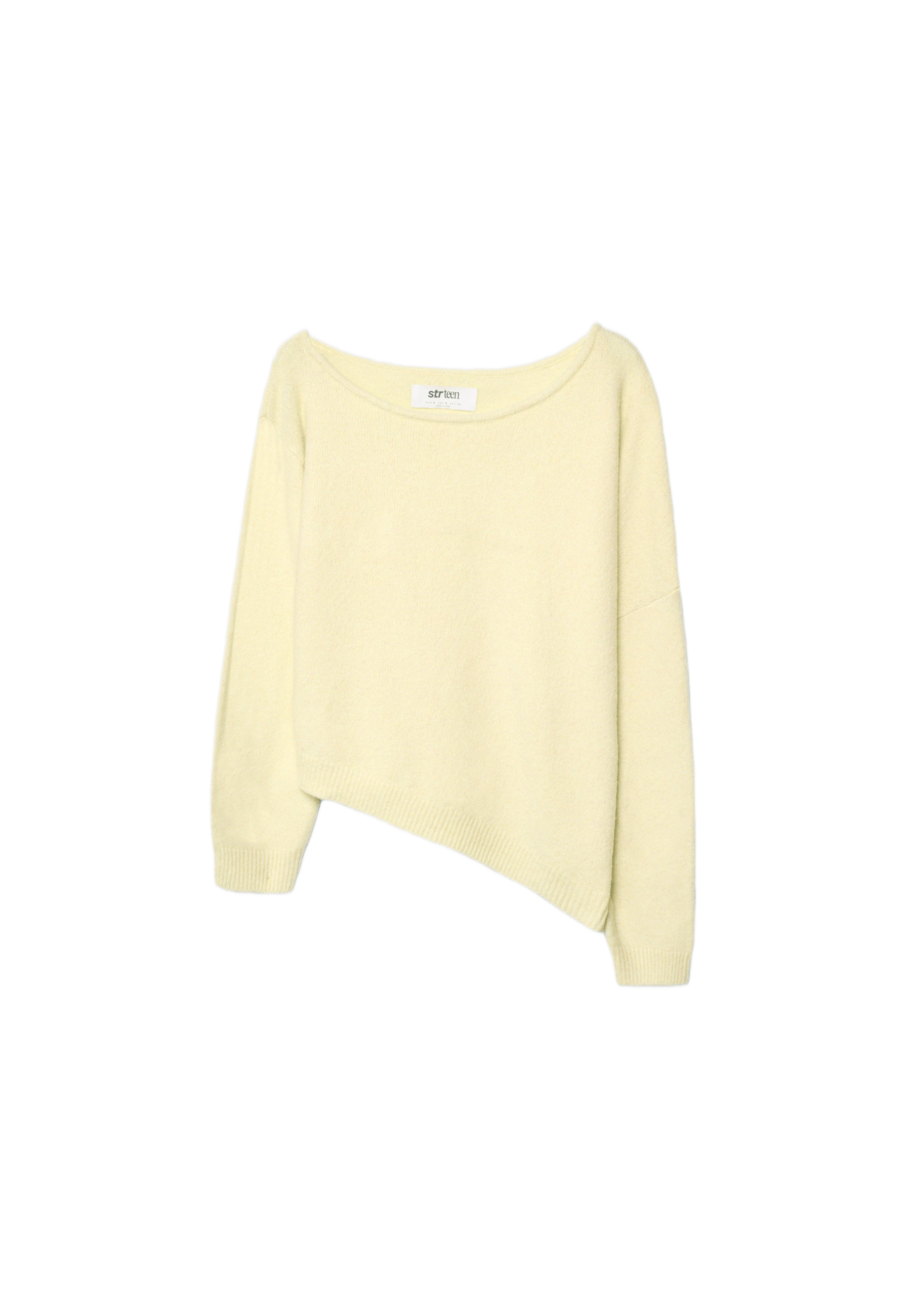 Asymmetric knit sweater — Pastel yellow