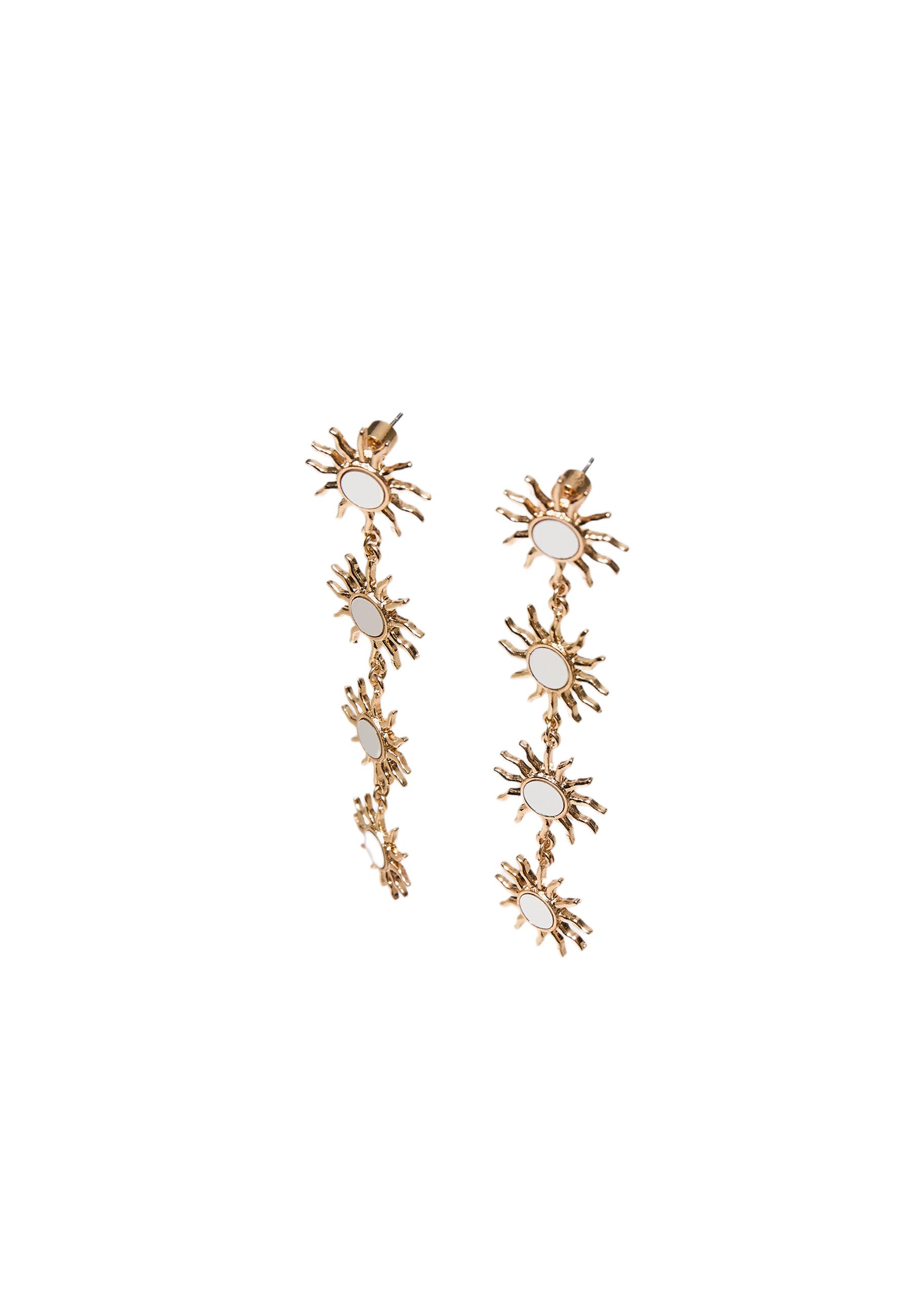 Long sun mirror effect earring — Gold