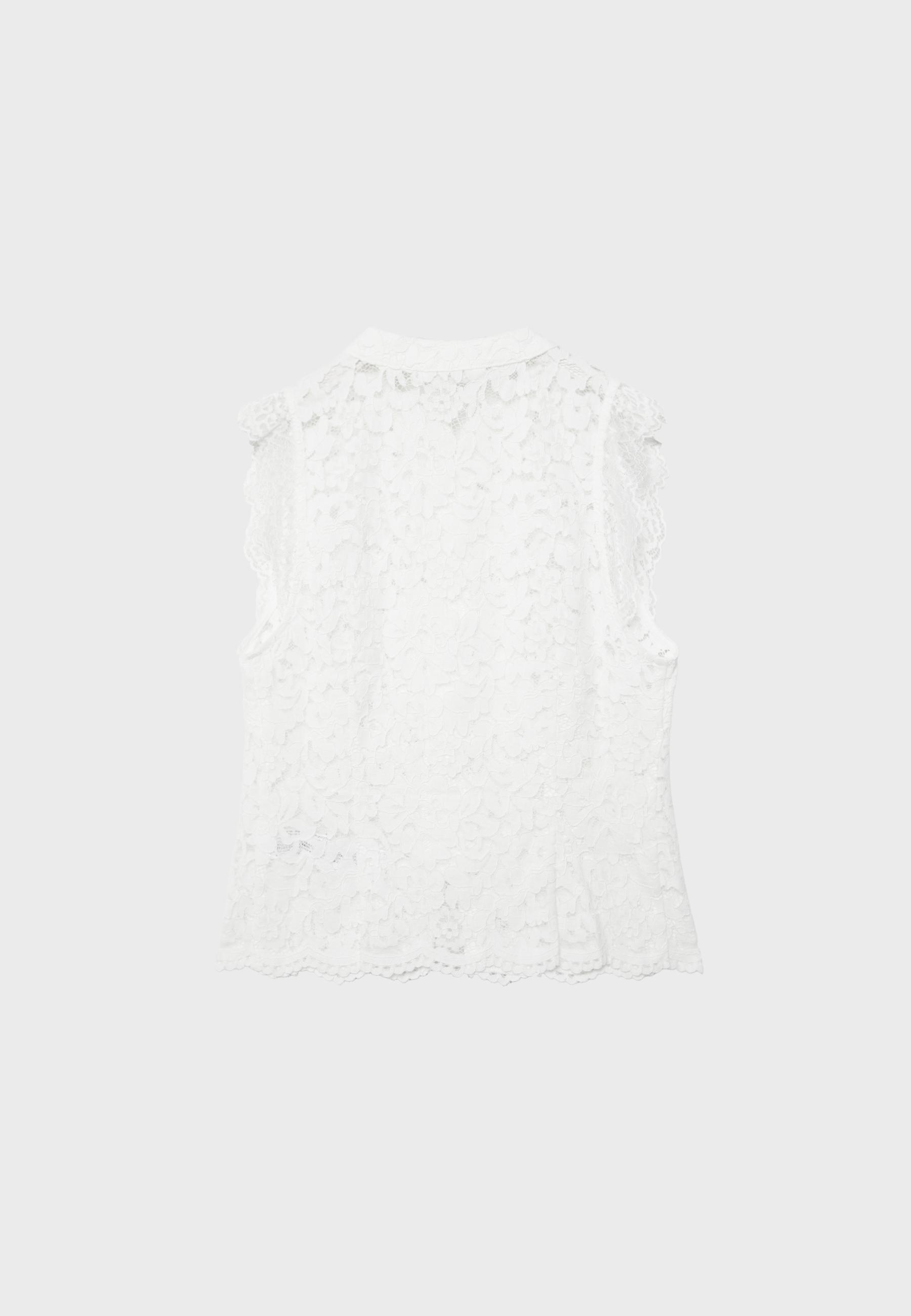 Lace toggle top — White
