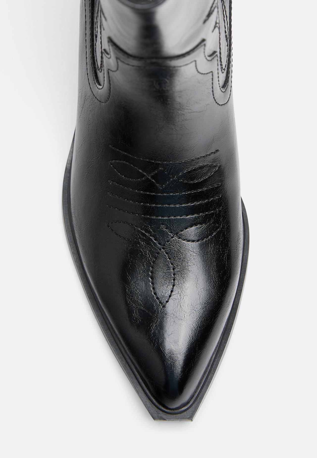 Heeled cowboy ankle boots — BLACK