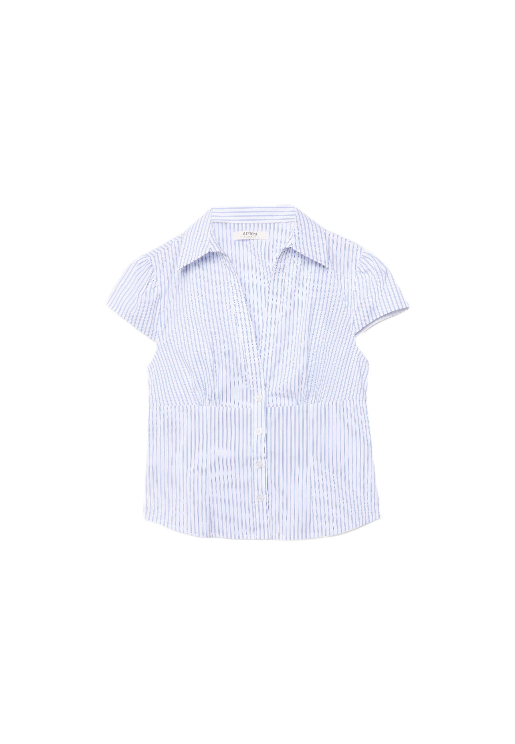 Fitted short sleeve shirt — GREY DENIM WASH