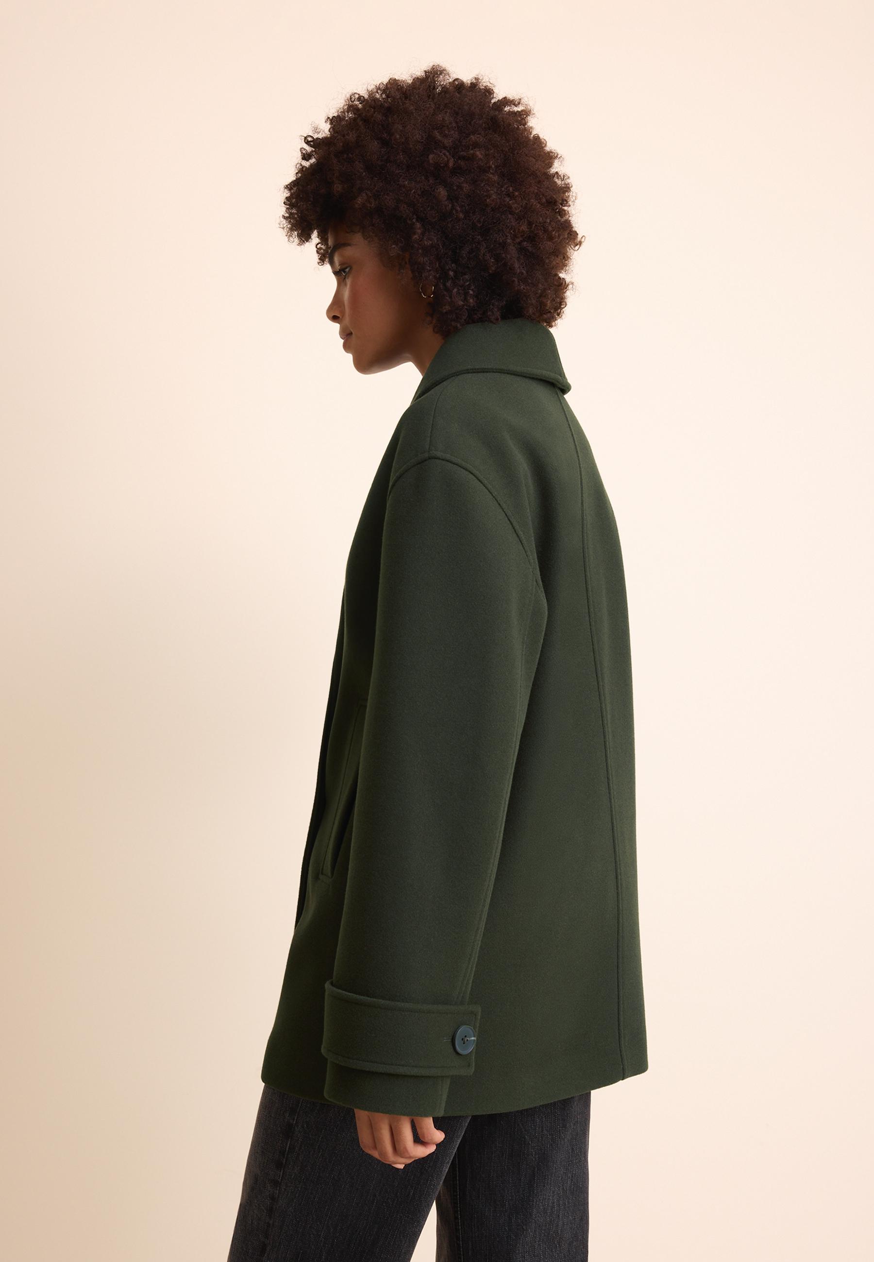 Shawl neck short coat — Khaki