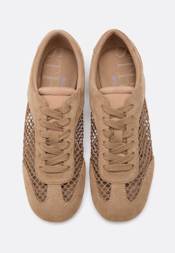 Stradivarius Adidași Plasă Imitație Piele Întoarsă Bej 35