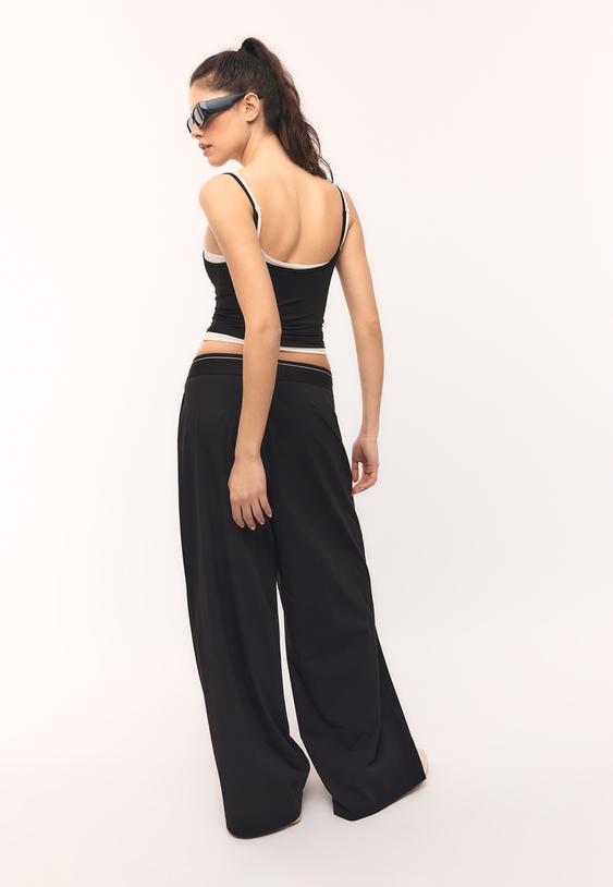 calcas jogger palazzo com cos elastico