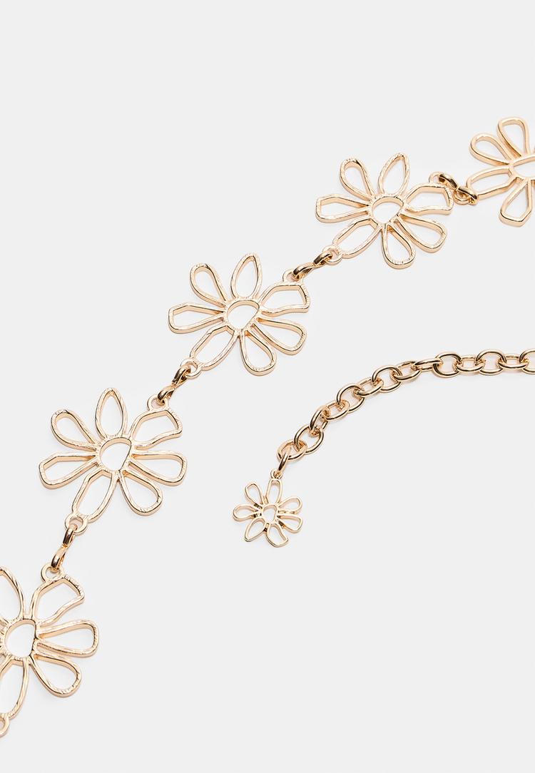 cinto metalico com flores